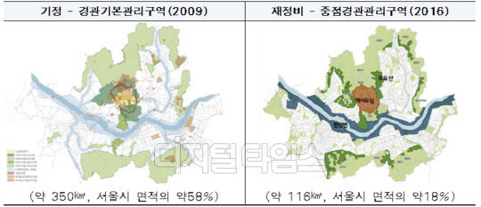 서울 경관 계획 변경안.<서울시 제공>